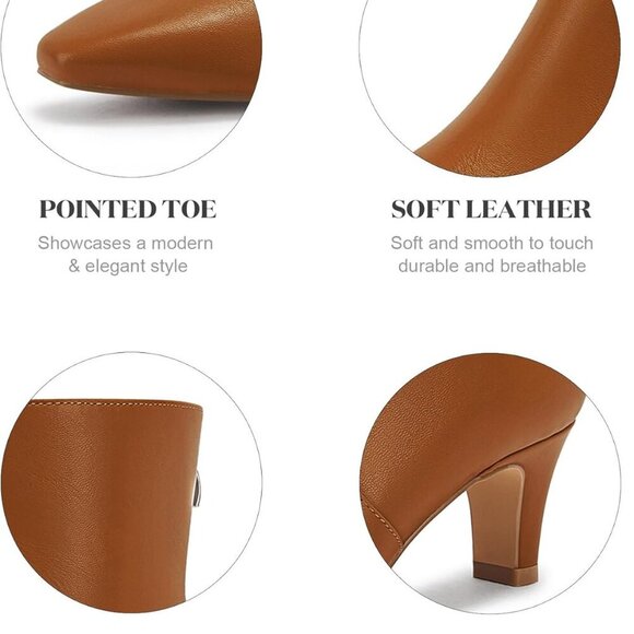 Women's Faux Leather Kitten Heel Ankle Boots Fall Comfort Elegant Style - Picture 5 of 5